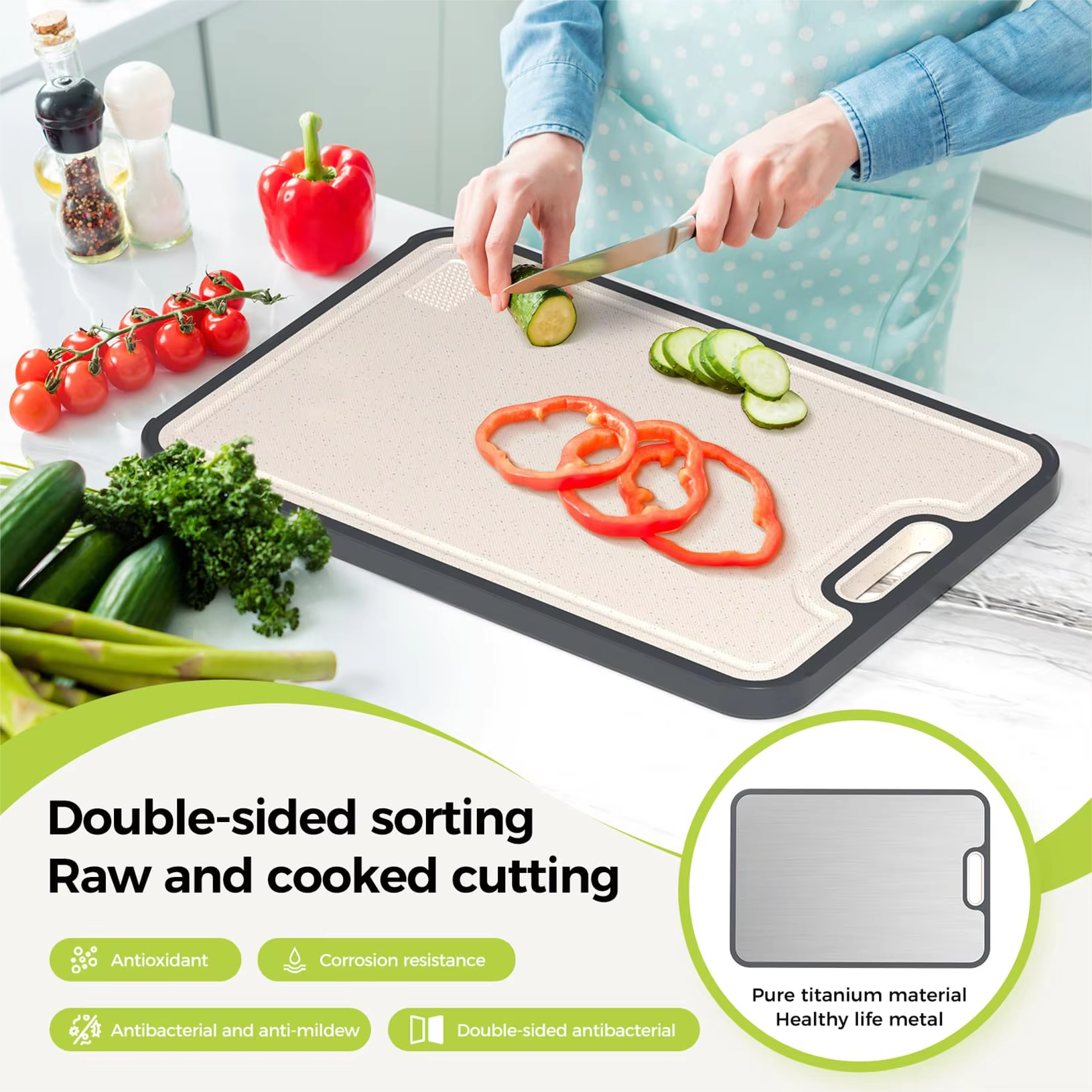 Healthy titanium cutting board kitchen use